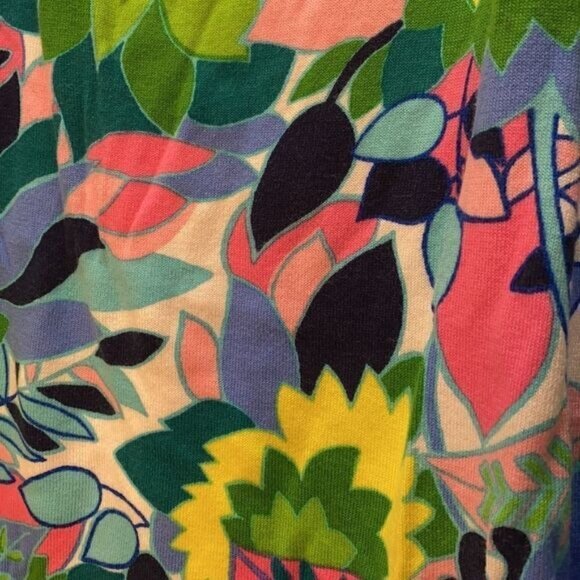 Talbots Womens Floral Short Sleeve Top L Cotton/Rayon Blend Multicolor Vibrant P - Picture 2 of 6